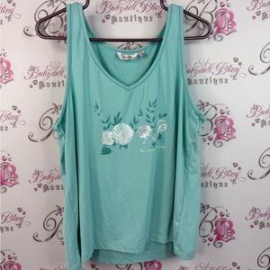 La Vie En Rose tank top shells shell ocean theme Aqua Shell Print Tank Top